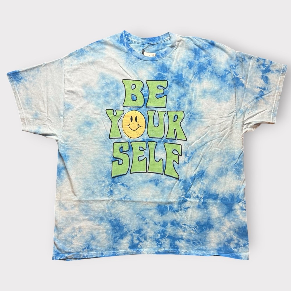 Junk Food Clothing Be Your Self Smiley Tie Dye T-Shirt Blue XL 12UXJF446